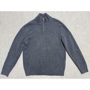American Eagle Sweater Mens Large Gray Half Zip Pullover Knit Casual 100% Cotton